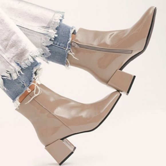 Free People Shoes - Free People Colette Patent Leather Gray Boots Size 39 US 9 NIB
